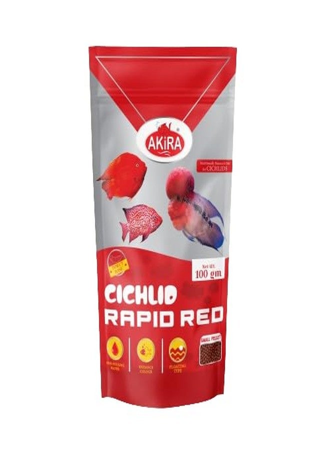 AKIRA Cichlid Rapid RED 100 GM,Insect Based, Enhance Colour for Cichlid Fish,Protein:35%,Floating Type Fish Food, All Life Stages, Pellet - Image 1